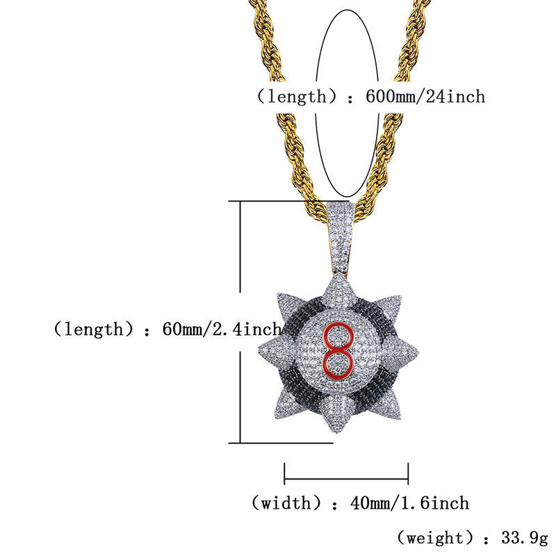 Hip-Hop Style Black Meteor Hammer Pendant Necklace